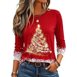 Zeagoo Women’s Casual Shirts Long Sleeve Tops Crewneck Tshirts Fall Clothes(Z Christmas Tree 489)