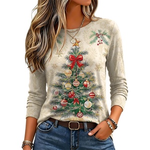Zeagoo Women’s Casual Shirts Long Sleeve Tops Crewneck Tshirts Fall Clothes(Z Christmas Tree 505)