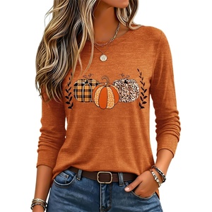 Zeagoo Women’s Casual Shirts Long Sleeve Tops Crewneck Tshirts Fall Clothes(Z Halloween Pumpkin 86)