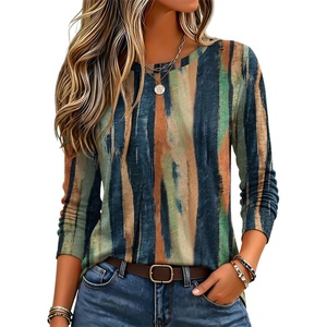 Zeagoo Women’s Casual Shirts Long Sleeve Tops Crewneck Tshirts Fall Clothes(Z Stripes Multicolor 289)