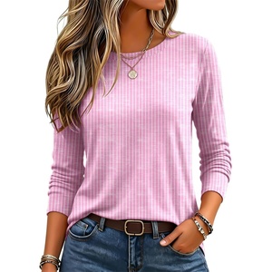 Zeagoo Women’s Casual Shirts Long Sleeve Tops Crewneck Tshirts Fall Clothes(Z Stripes Pink 641)