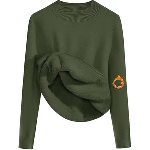 Zeagoo Women’s Fleece Sherpa Lined Sweater Mock Neck Long Sleeve Thermal Shirt 2026 Fall Winter Fuzzy Knit Jumper Tops S-XXL(Army Green)