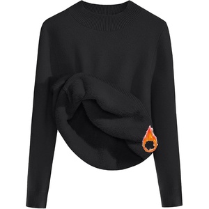 Zeagoo Women’s Fleece Sherpa Lined Sweater Mock Neck Long Sleeve Thermal Shirt 2026 Fall Winter Fuzzy Knit Jumper Tops S-XXL(Black)