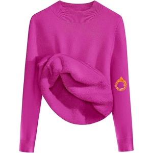 Zeagoo Women’s Fleece Sherpa Lined Sweater Mock Neck Long Sleeve Thermal Shirt 2026 Fall Winter Fuzzy Knit Jumper Tops S-XXL(Hot Pink)