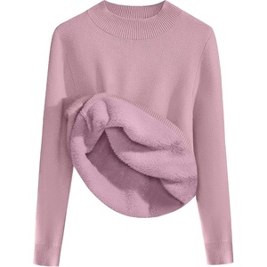 Zeagoo Women’s Fleece Sherpa Lined Sweater Mock Neck Long Sleeve Thermal Shirt 2026 Fall Winter Fuzzy Knit Jumper Tops S-XXL(Light Purple)