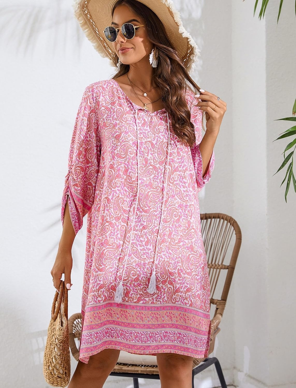image:imageZeagoo Womens Casual Beach Boho Summer Dress01 Pink