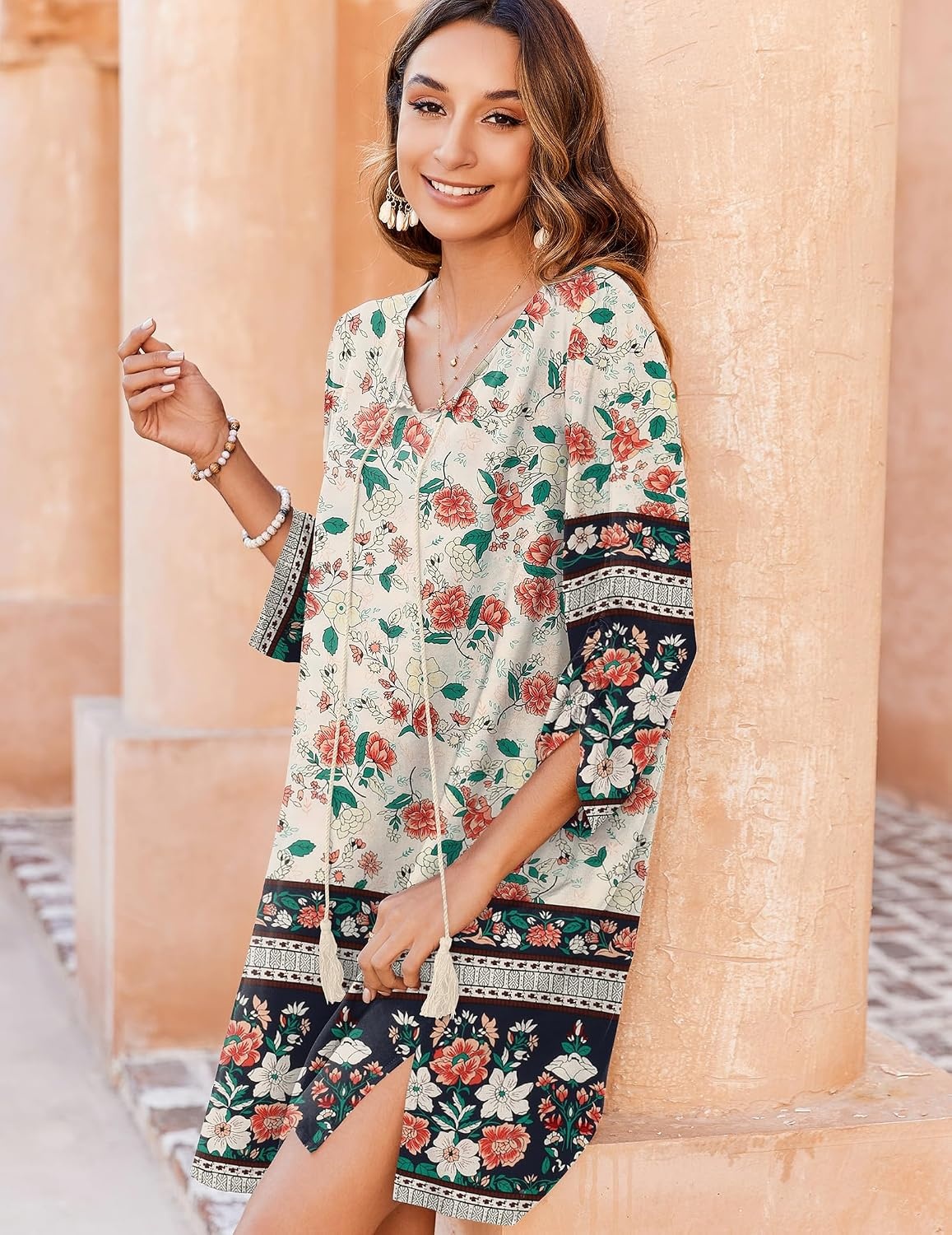 image:imageZeagoo Womens Casual Beach Boho Summer Dress02 Apricot