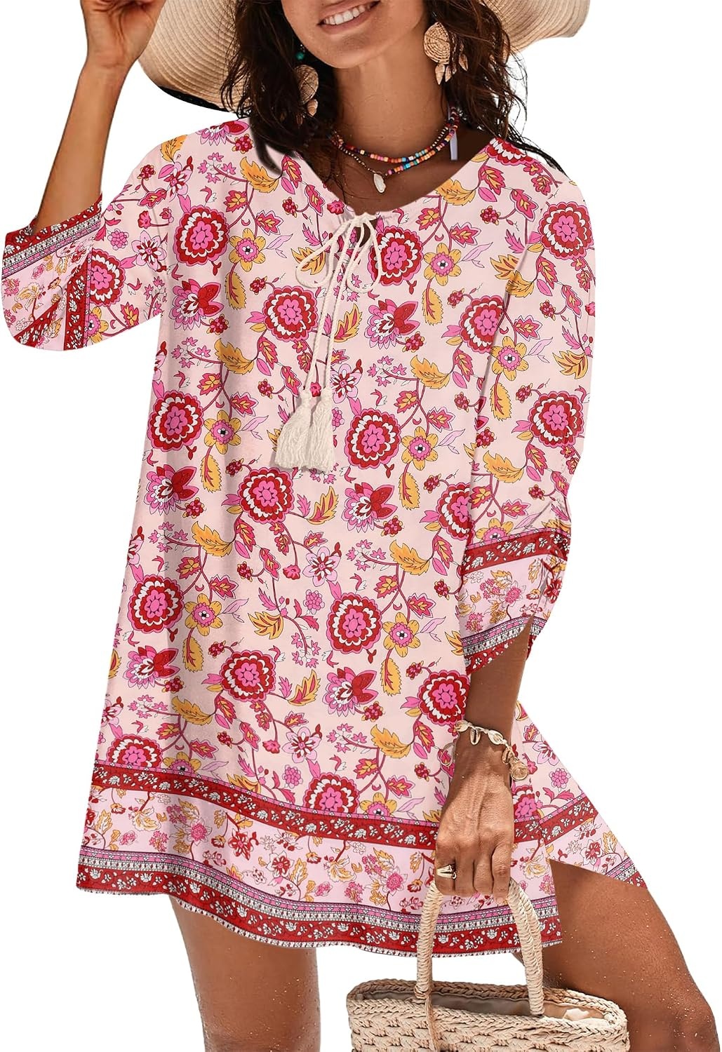 image:imageZeagoo Womens Casual Beach Boho Summer Dress02 Pink