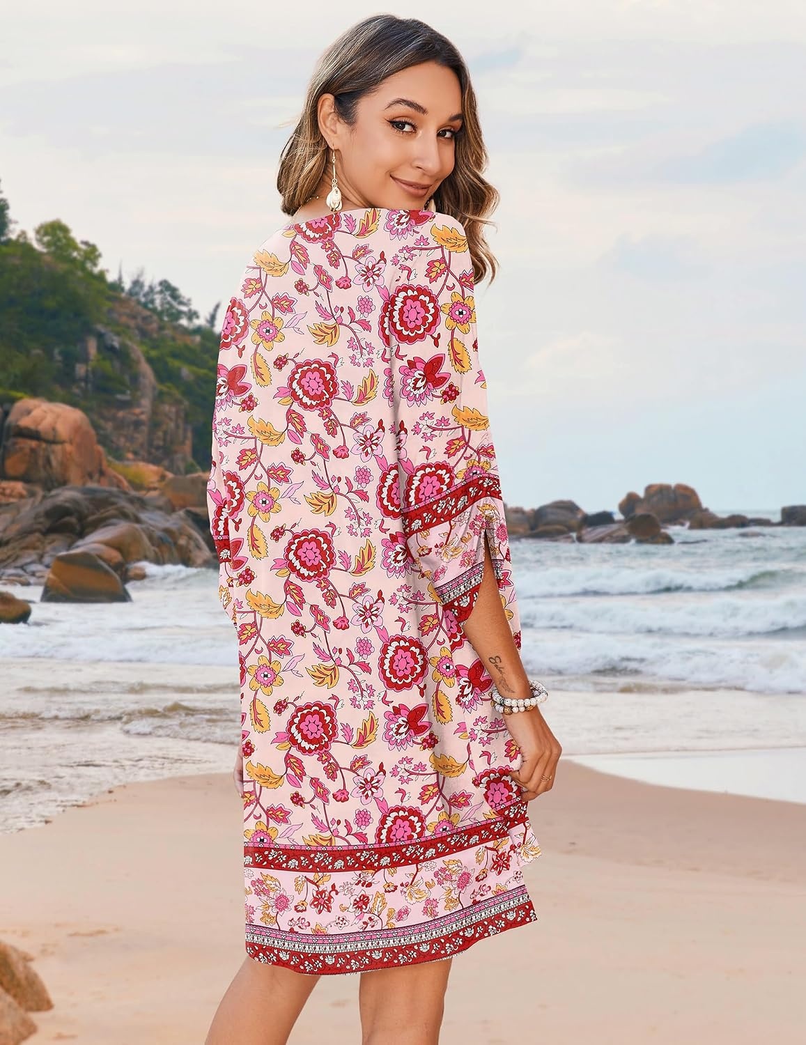 image:imageZeagoo Womens Casual Beach Boho Summer Dress02 Pink