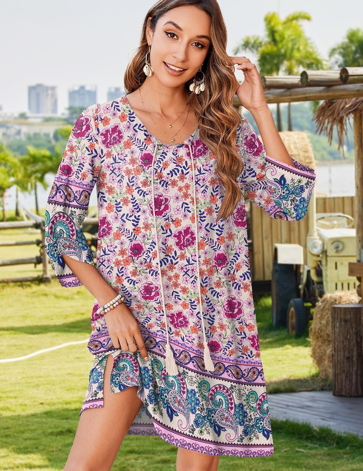 image:imageZeagoo Womens Casual Beach Boho Summer Dress03 Apricot
