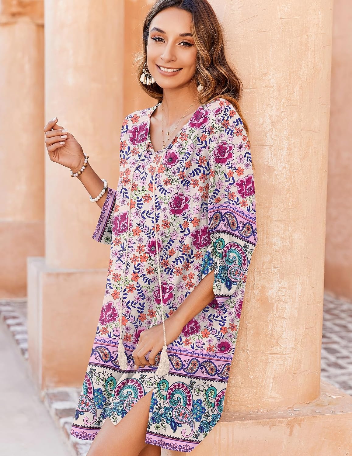 image:imageZeagoo Womens Casual Beach Boho Summer Dress03 Apricot