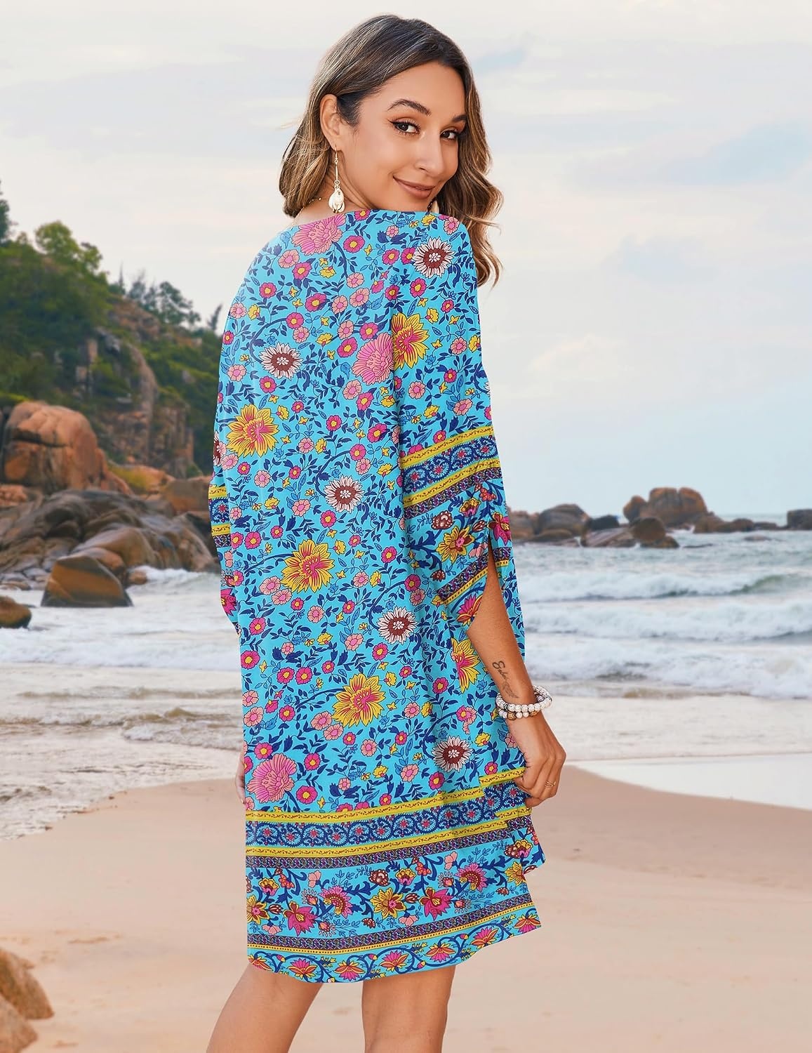 image:imageZeagoo Womens Casual Beach Boho Summer DressBlue Floral 01