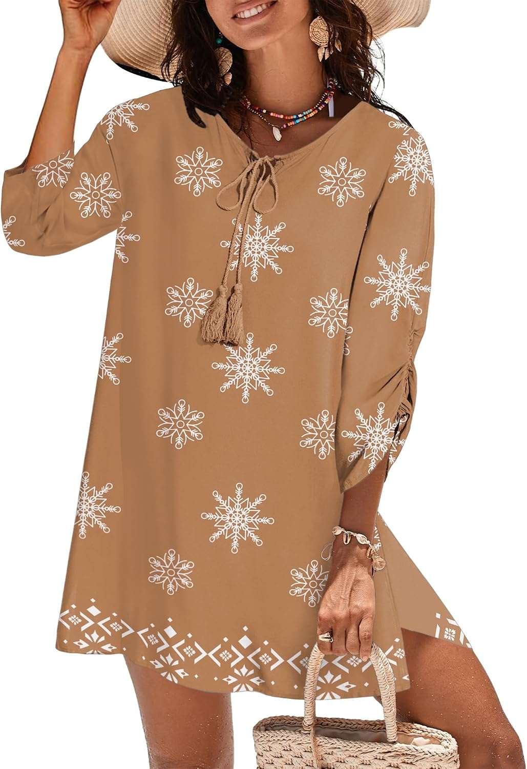 image:imageZeagoo Womens Casual Beach Boho Summer DressBrown Mz917