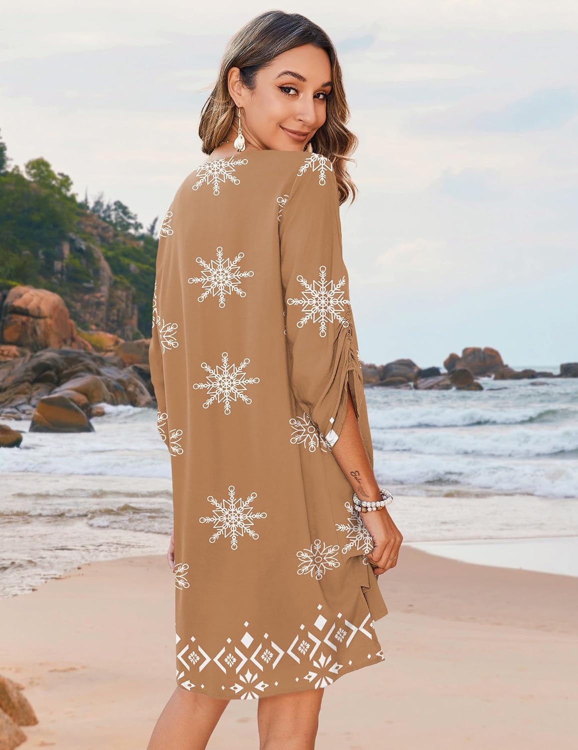 image:imageZeagoo Womens Casual Beach Boho Summer DressBrown Mz917