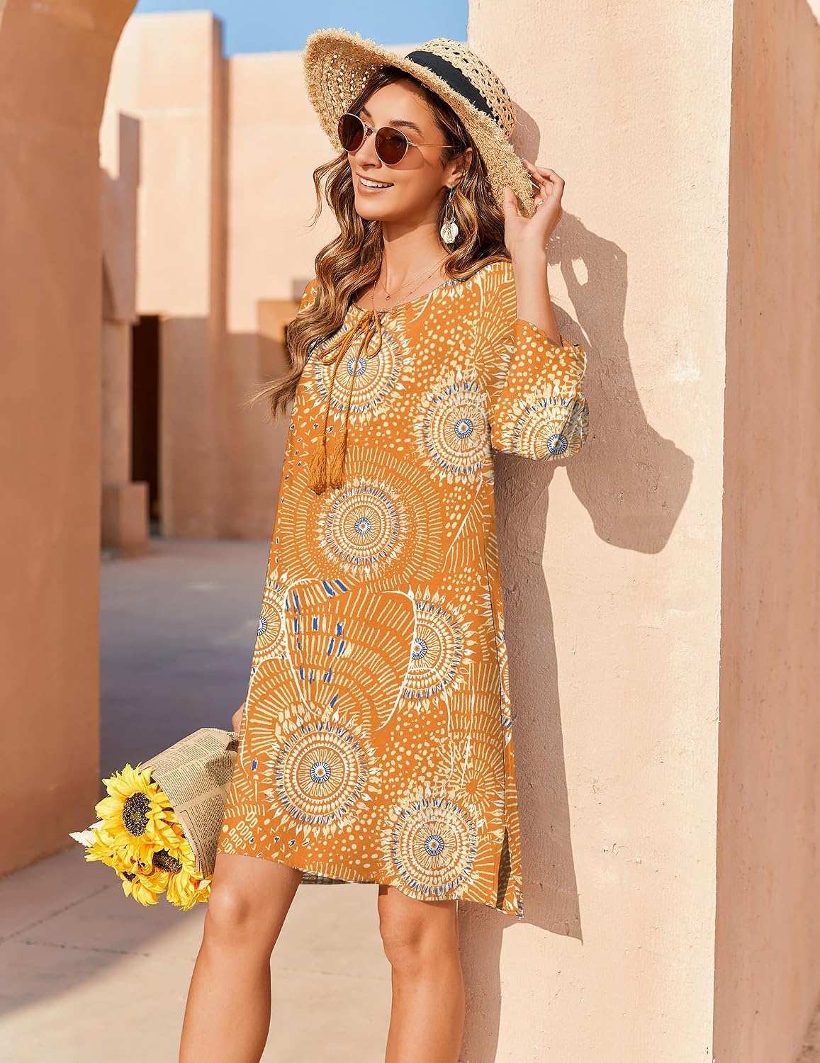 image:imageZeagoo Womens Casual Beach Boho Summer DressOrange Cx294
