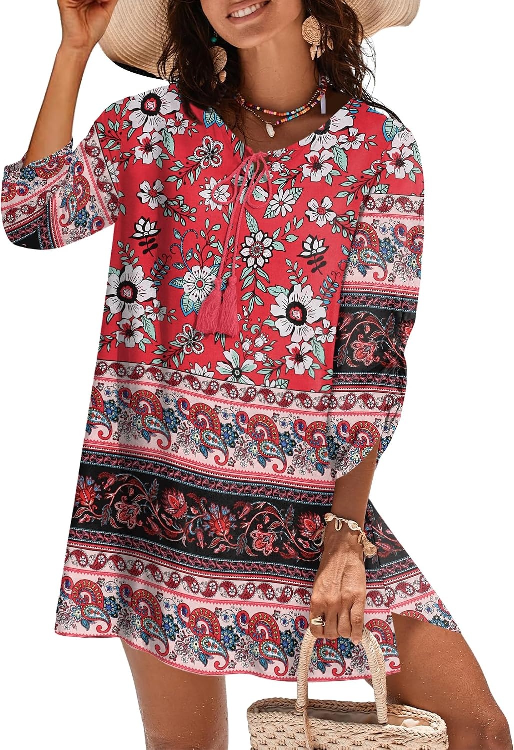 image:imageZeagoo Womens Casual Beach Boho Summer DressRed