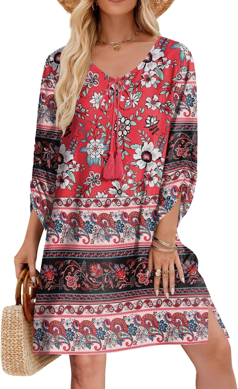 image:imageZeagoo Womens Casual Beach Boho Summer DressRed
