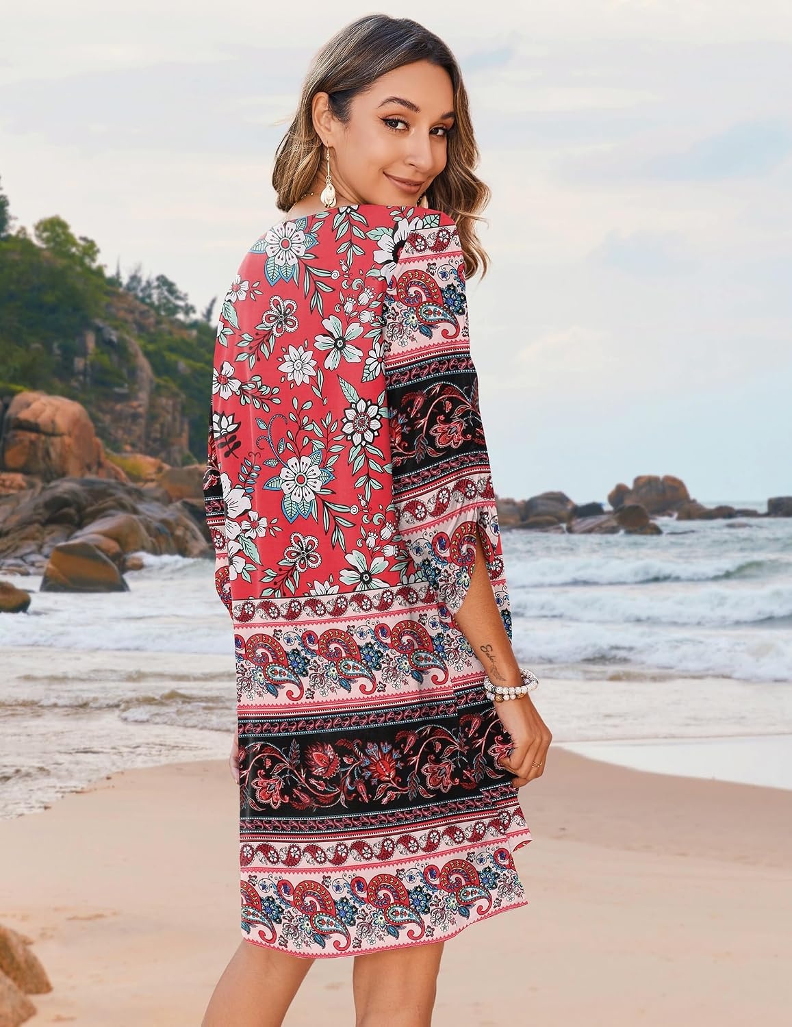 image:imageZeagoo Womens Casual Beach Boho Summer DressRed