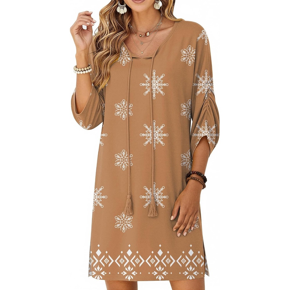 image:imageZeagoo Womens Casual Beach Boho Summer DressBrown Mz917