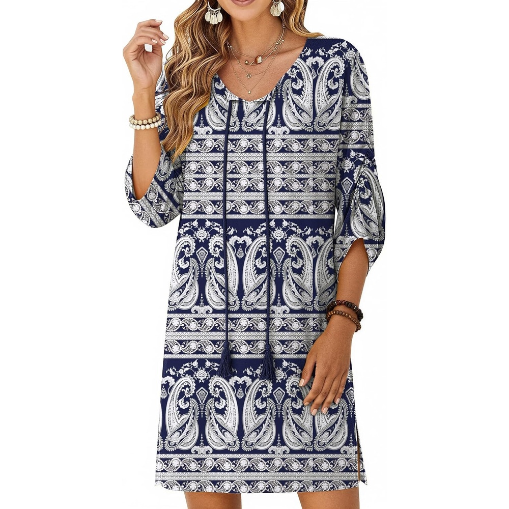 image:imageZeagoo Womens Casual Beach Boho Summer DressNavy Mz908