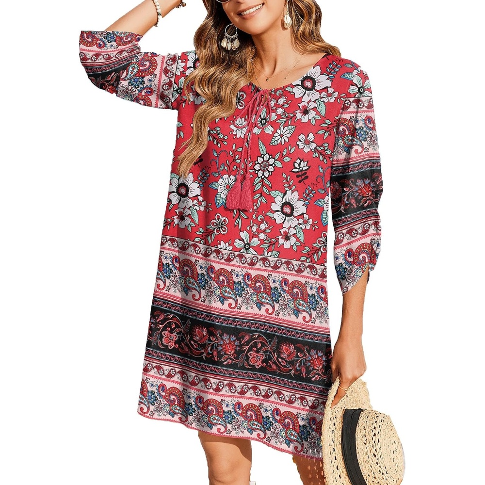 image:imageZeagoo Womens Casual Beach Boho Summer DressRed