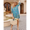 Zeagoo Womens Casual Beach Boho Summer Dress(Blue Floral 01)