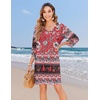 Zeagoo Womens Casual Beach Boho Summer Dress(Red)
