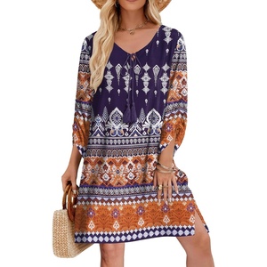 Zeagoo Womens Casual Beach Boho Summer Dress(01 Navy)