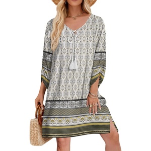 Zeagoo Womens Casual Beach Boho Summer Dress(01 White)
