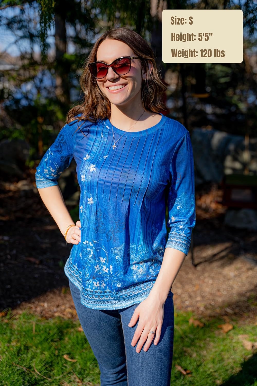 image:imageZeagoo 34 Length Sleeve Womens Tops Crew Neck Shirts Dressy Casual TunicsMz845