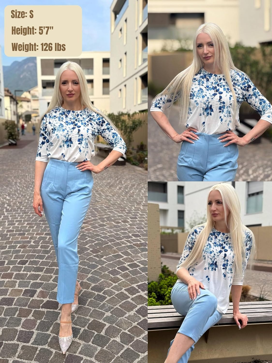 image:imageZeagoo 34 Length Sleeve Womens Tops Crew Neck Shirts Dressy Casual TunicsWf41