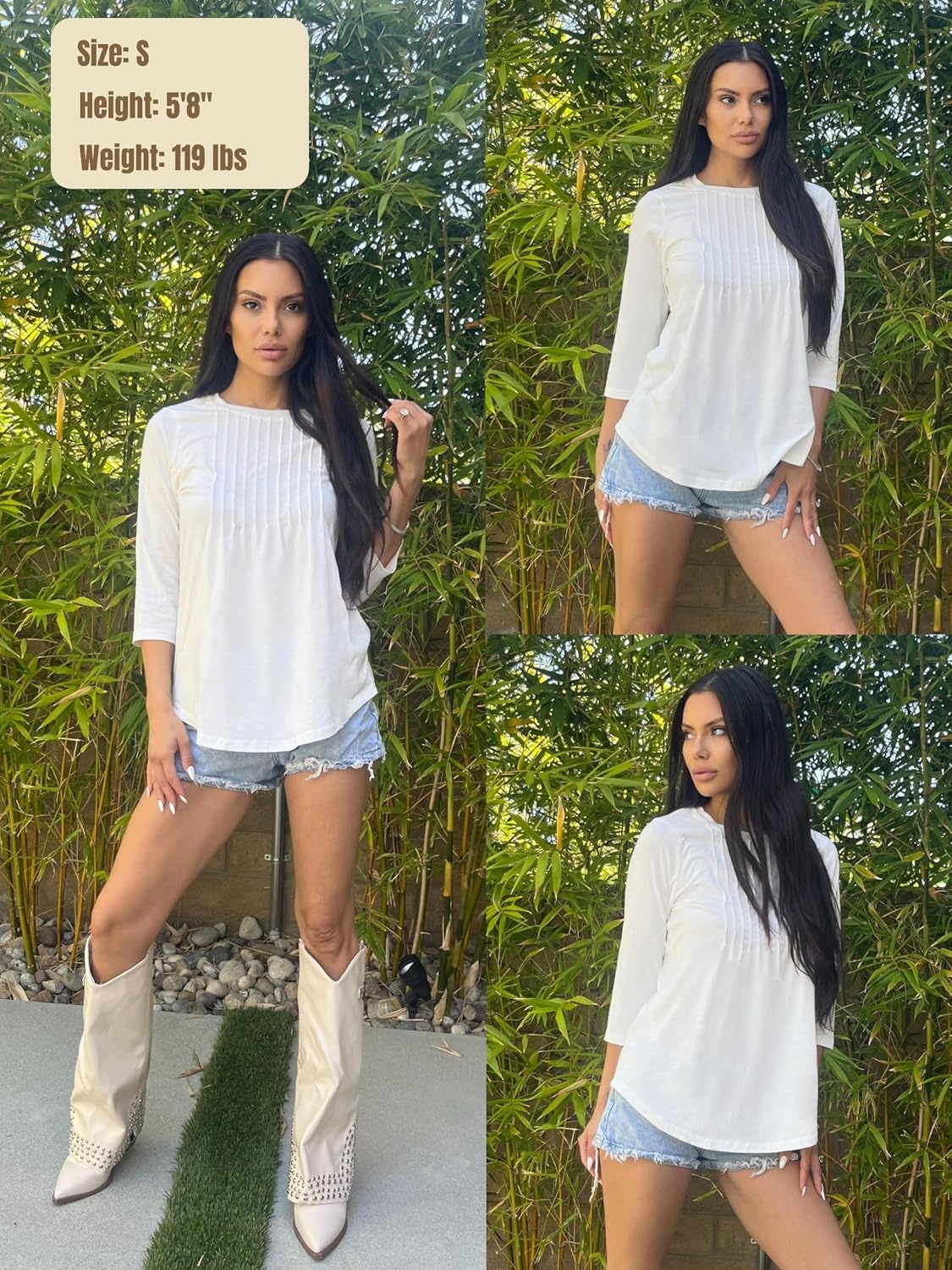 image:imageZeagoo 34 Length Sleeve Womens Tops Crew Neck Shirts Dressy Casual TunicsWhite
