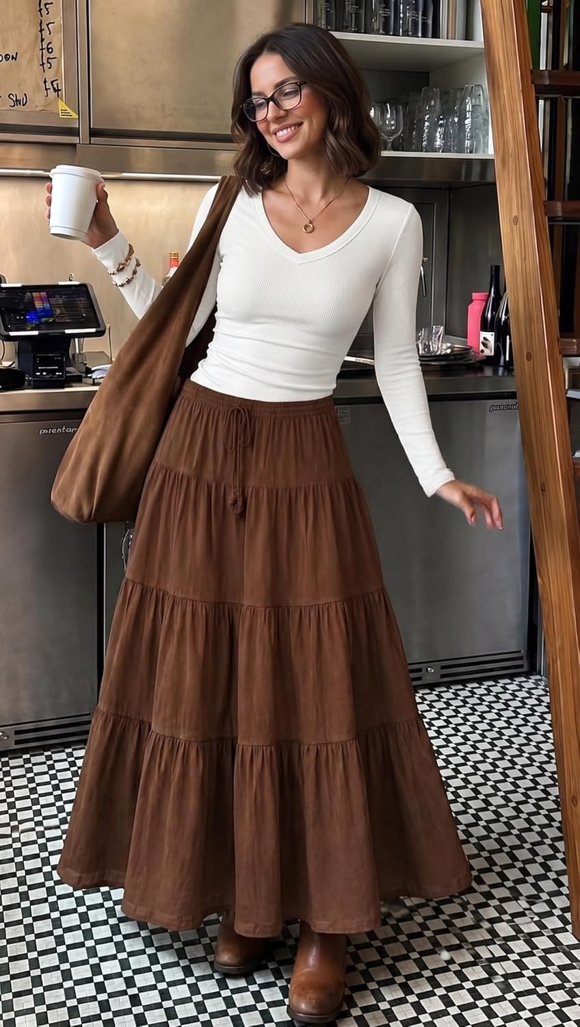 image:imageZeagoo Long Sleeve Shirts for Women V Neck Tops Ribbed Slim Fit Basic TeeWhite