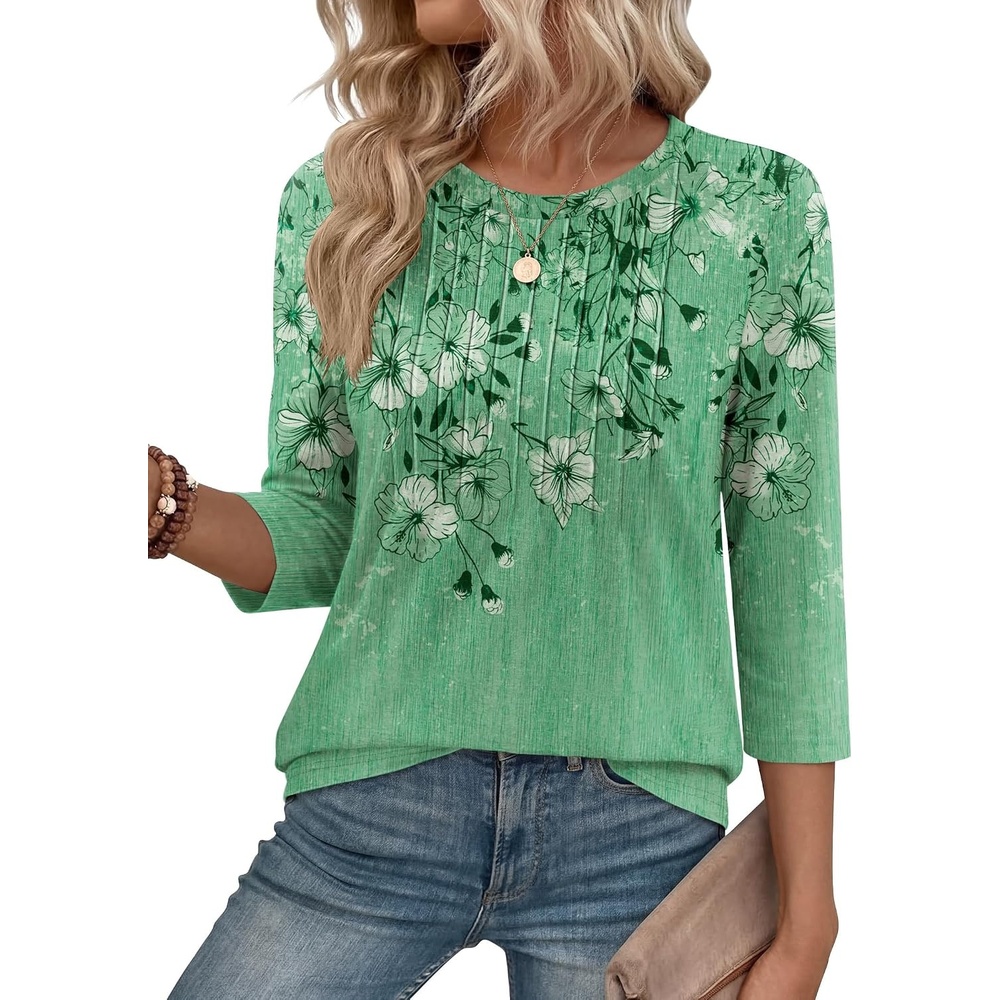 image:imageZeagoo 34 Length Sleeve Womens Tops Crew Neck Shirts Dressy Casual TunicsBf180