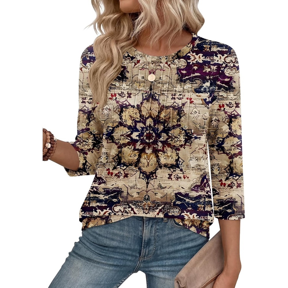 image:imageZeagoo 34 Length Sleeve Womens Tops Crew Neck Shirts Dressy Casual TunicsMz857