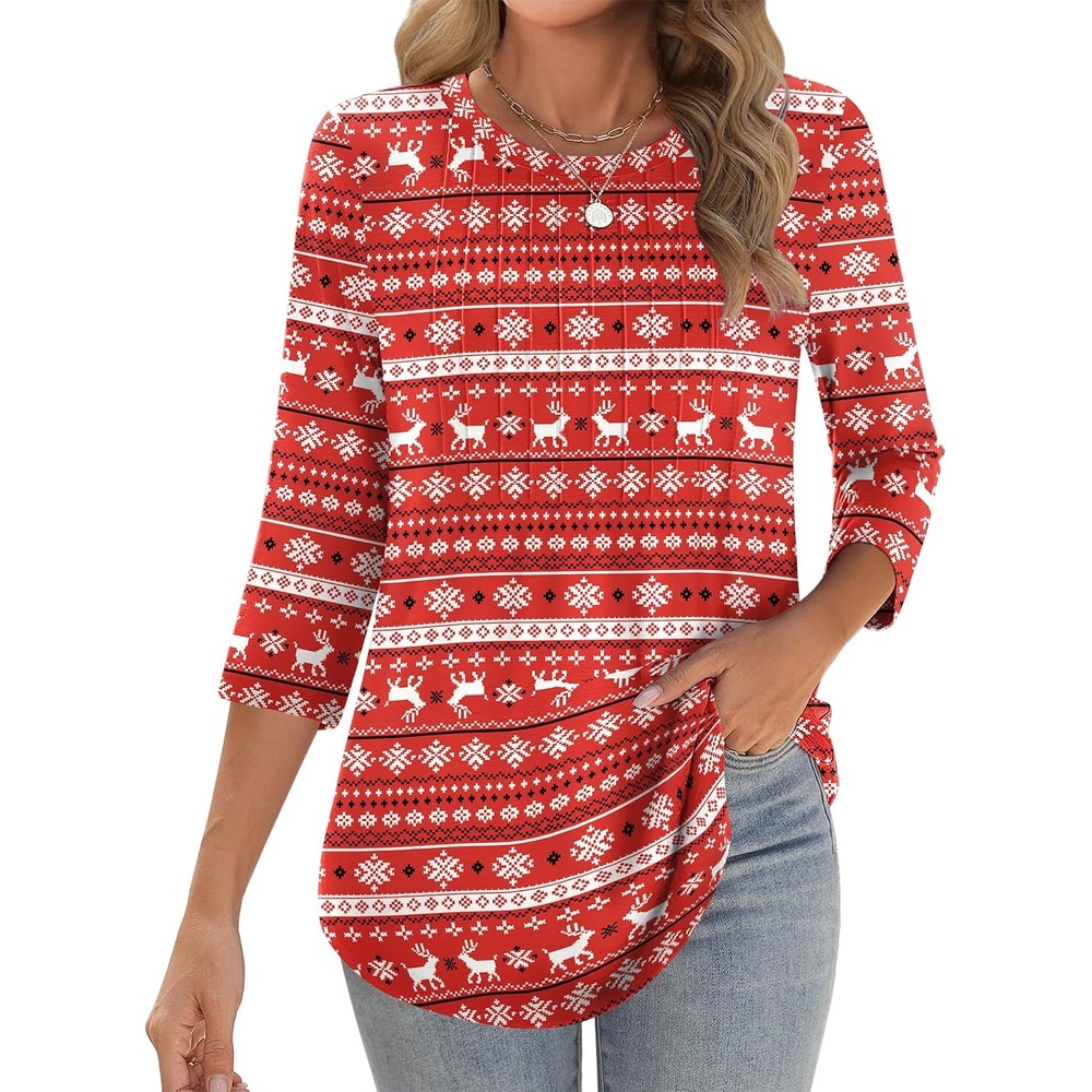 image:imageZeagoo 34 Length Sleeve Womens Tops Crew Neck Shirts Dressy Casual TunicsSd142