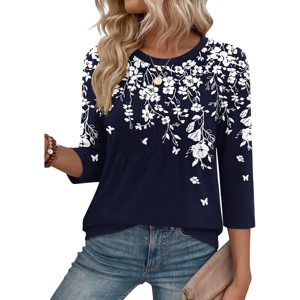 image:imageZeagoo 34 Length Sleeve Womens Tops Crew Neck Shirts Dressy Casual TunicsSf103