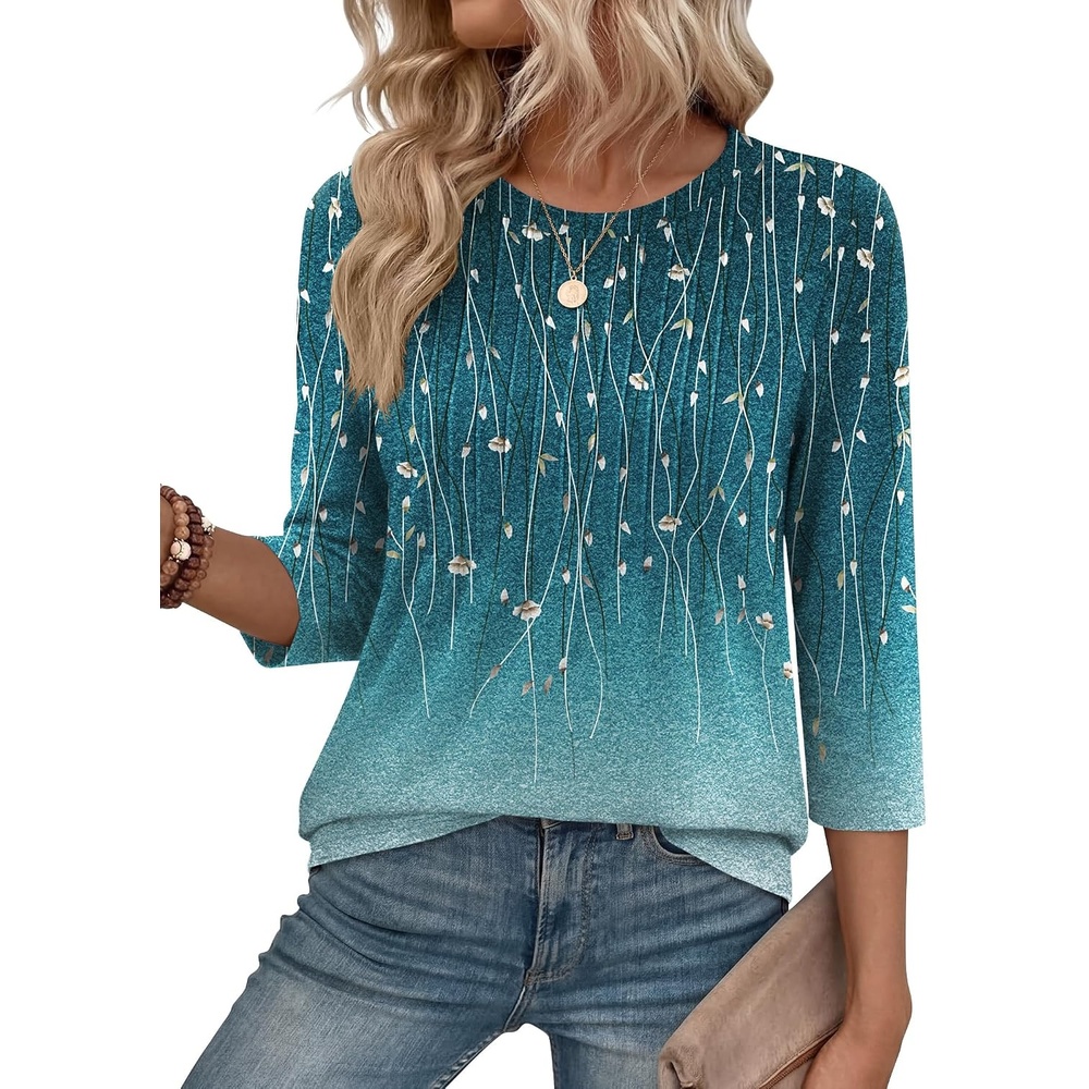 image:imageZeagoo 34 Length Sleeve Womens Tops Crew Neck Shirts Dressy Casual TunicsXh363