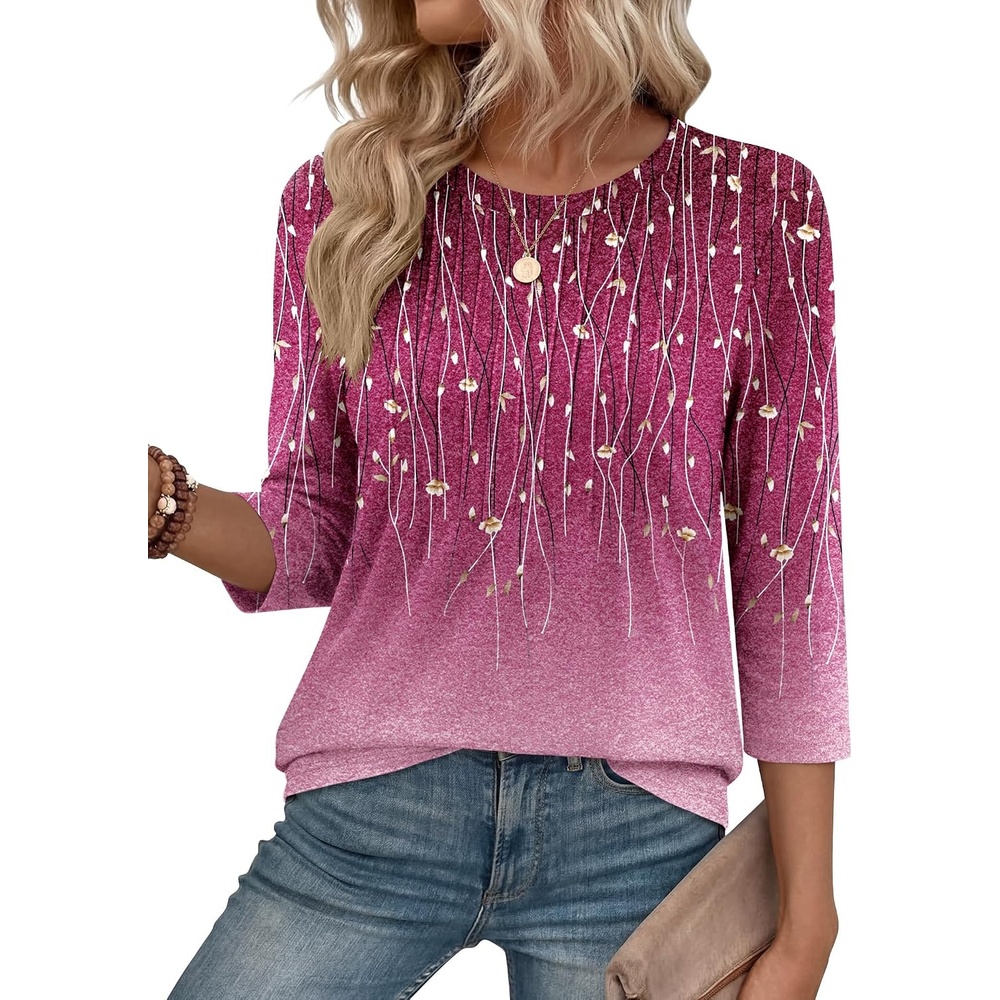 image:imageZeagoo 34 Length Sleeve Womens Tops Crew Neck Shirts Dressy Casual TunicsXh370