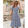 ZEAGOO Womens Casual Dresses for Summer Short Sleeve Flare Midi Dress Loose Flowy Beach Sundress(Blue Leaf)