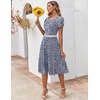ZEAGOO Womens Casual Dresses for Summer Short Sleeve Flare Midi Dress Loose Flowy Beach Sundress(Blue Leaf)