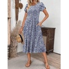 ZEAGOO Womens Casual Dresses for Summer Short Sleeve Flare Midi Dress Loose Flowy Beach Sundress(Blue Leaf)