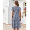 ZEAGOO Womens Casual Dresses for Summer Short Sleeve Flare Midi Dress Loose Flowy Beach Sundress(Blue Leaf)