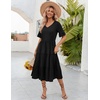 ZEAGOO Women’s Summer Dresses Midi Tiered Casual Dress Floral V Neck Ruffle Short Sleeve Flowy Beach Dress with Pockets(Black)