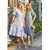 ZEAGOO Women’s Summer Dresses Midi Tiered Casual Dress Floral V Neck Ruffle Short Sleeve Flowy Beach Dress with Pockets(Blue Orange Floral)