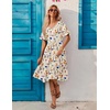 ZEAGOO Women’s Summer Dresses Midi Tiered Casual Dress Floral V Neck Ruffle Short Sleeve Flowy Beach Dress with Pockets(Colorful Floral)