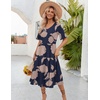 ZEAGOO Women’s Summer Dresses Midi Tiered Casual Dress Floral V Neck Ruffle Short Sleeve Flowy Beach Dress with Pockets(Pink Floral Black)