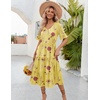ZEAGOO Women’s Summer Dresses Midi Tiered Casual Dress Floral V Neck Ruffle Short Sleeve Flowy Beach Dress with Pockets(Yellow Floral)