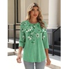 Zeagoo 3/4 Length Sleeve Womens Tops Crew Neck Shirts Dressy Casual Tunics(Bf180)