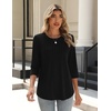 Zeagoo 3/4 Length Sleeve Womens Tops Crew Neck Shirts Dressy Casual Tunics(Black)